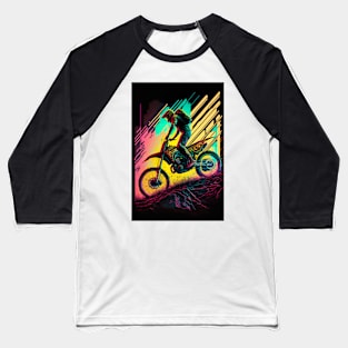 Cyber Future Dirt Bike With Neon Colors Baseball T-Shirt